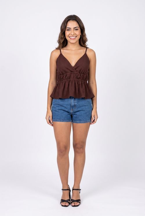 Top malha s/m ffl477 marrom caramelo marrom claro