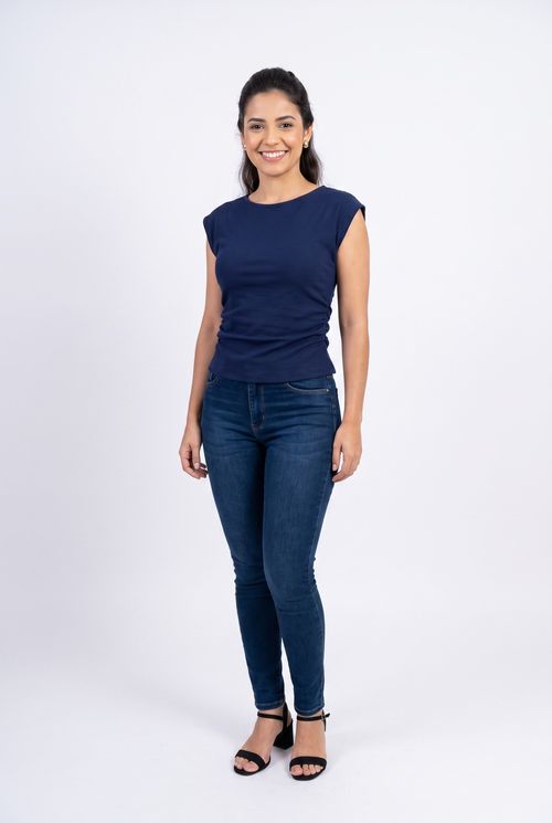 Blusa fem ctp fcal578 s/m azul escuro azul escuro