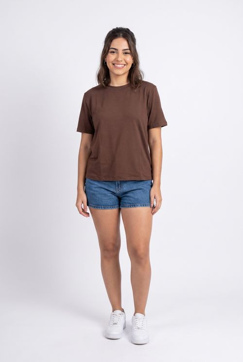 Camiseta fem bsc fpst001 suedine marr es marrom escuro