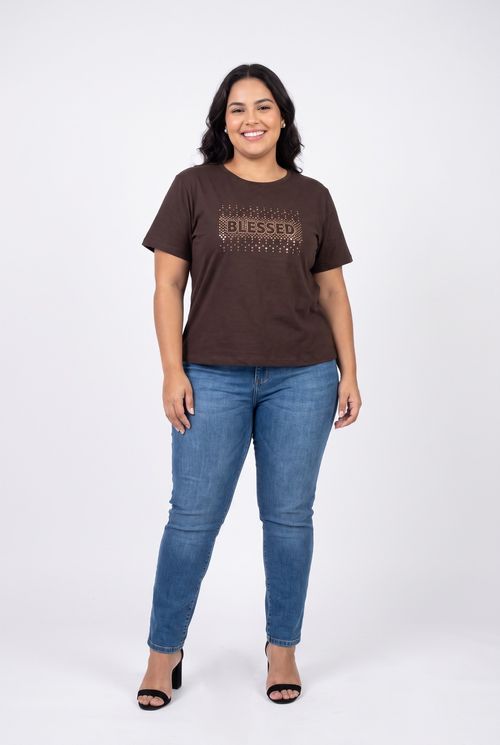 Blusa fpm fpjl040 m/c bless hotfix marro marrom escuro